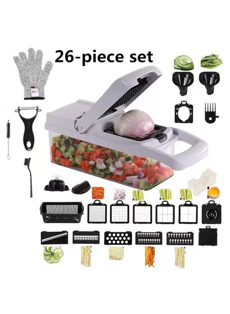 26-in-1 Vegetable Chopper with Container – Multi-Functional Mandoline Slicer and Dicer with 11 Blades, Onion Chopper, Vegetable Slicer for Potatoes, Tomatoes, Cucumbers, and Carrots  - Image 1