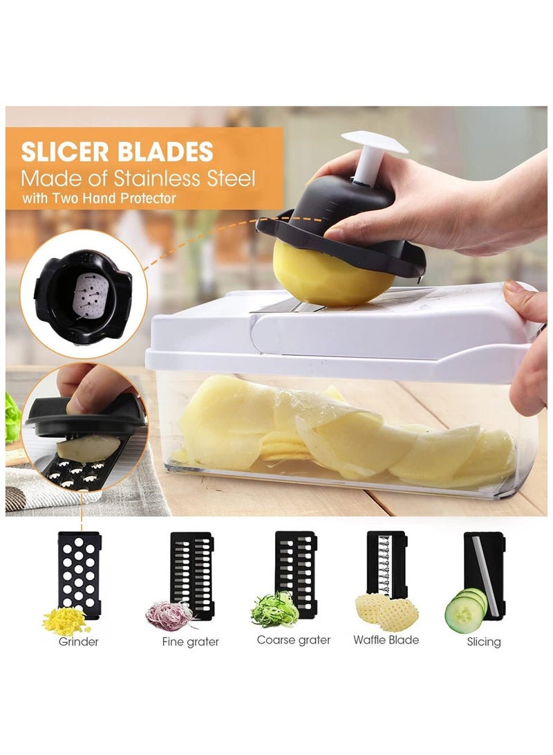 26-in-1 Vegetable Chopper with Container – Multi-Functional Mandoline Slicer and Dicer with 11 Blades, Onion Chopper, Vegetable Slicer for Potatoes, Tomatoes, Cucumbers, and Carrots  - Image 4