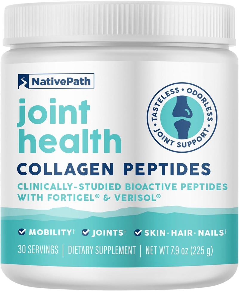 NativePath Joint Health Advanced Formula Type 1  3 Peptides with Fortigel  Verisol GrassFed Unflavored Collagen for Women  Men 30 Servings - Image 1