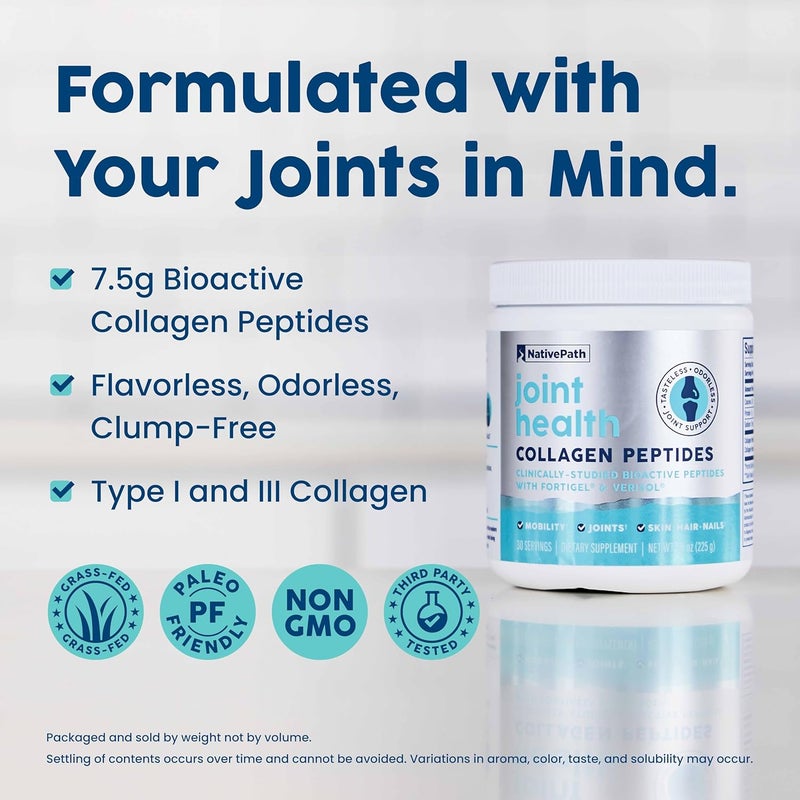 NativePath Joint Health Advanced Formula Type 1  3 Peptides with Fortigel  Verisol GrassFed Unflavored Collagen for Women  Men 30 Servings - Image 3