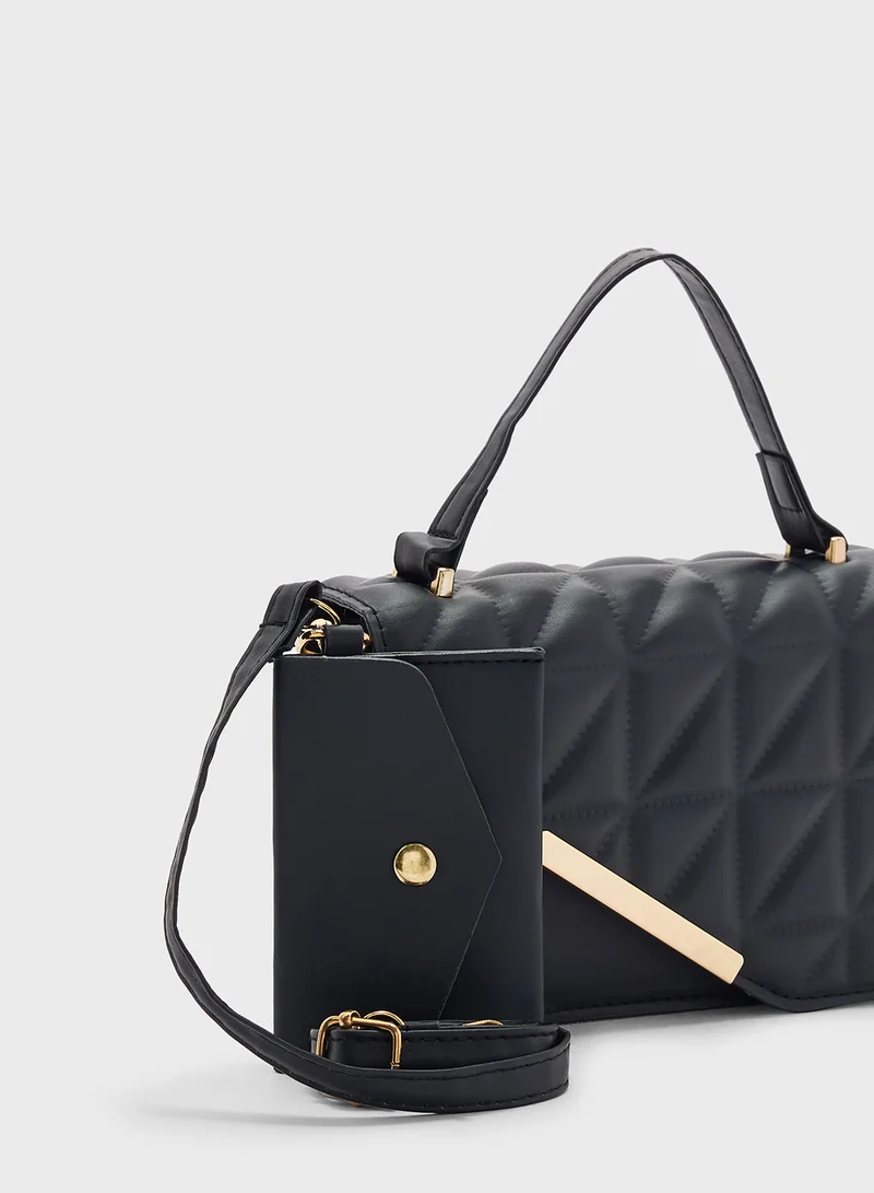ELLA Quilted  Satchel  Bag With Wallet