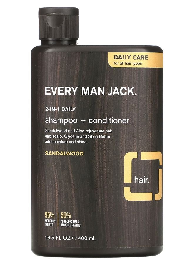 Every Man Jack 2-in-1 Daily Shampoo & Conditioner For All Hair Types Sandalwood 13.5 fl oz (400 ml) 