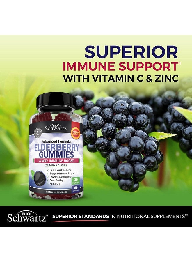 BioSchwartz Elderberry Gummies with Zinc and Vitamin C for Adults & Kids - Natural Immune Support - Black Sambucus Elderberries - Powerful Multiminerals Supplement - Gluten-Free, Non-GMO, Vegan Friendly, 60ct - Image 4