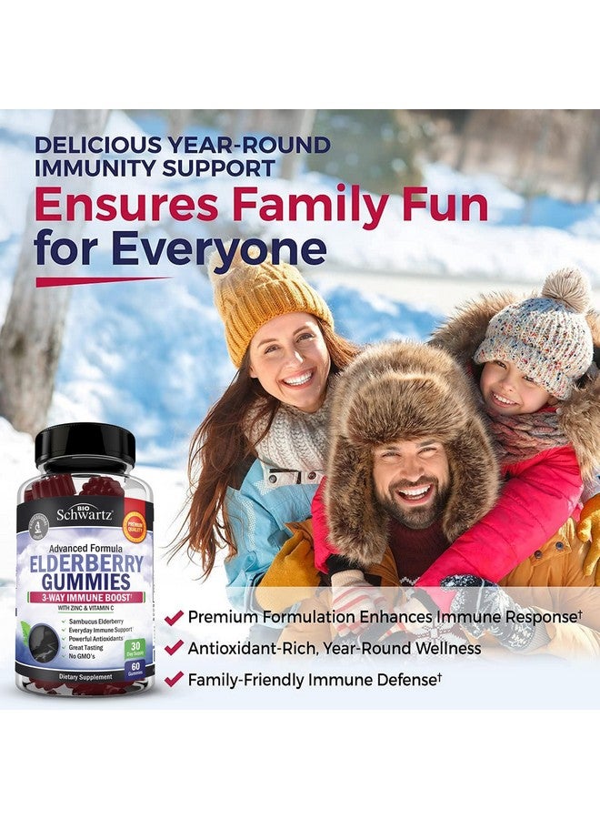 BioSchwartz Elderberry Gummies with Zinc and Vitamin C for Adults & Kids - Natural Immune Support - Black Sambucus Elderberries - Powerful Multiminerals Supplement - Gluten-Free, Non-GMO, Vegan Friendly, 60ct - Image 2