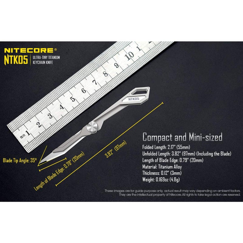 Nitecore NTK05 Titanium Folding Scalpel Everyday Knife and a Sticker - Image 5