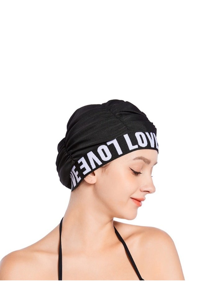 ShebSheb 2PCS Pleated Spandex Cloth Swim Cap Large Swimming Cap Hot Spring Bathing Caps for Adult Men Women Long Hair  - Image 3