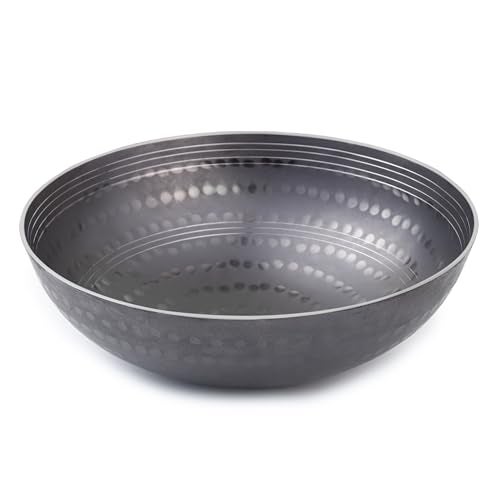 PTR 10 Inch 2 Litre Hammered Iron Kadhai Original Lohe Ki Kadai Handle-Free Deep Frying Pan for Roasting Frying Heavy Base Gas and Induction Compatible Food Grade Iron Smooth Edge - Image 1