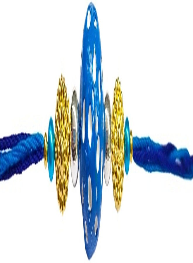 KRISHNA Rakhi Fancy Multi Color Clay Round Sky Blue Beads Rakhi with Fancy Environment Friendly for Rakshabandhan for Men and Boys - Image 1