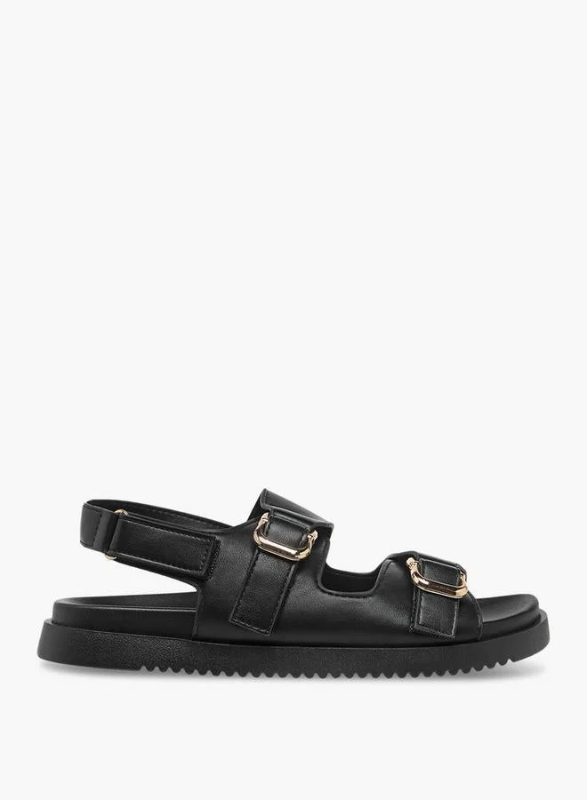 Buckle Accent Sandals with Hook and Loop Closure