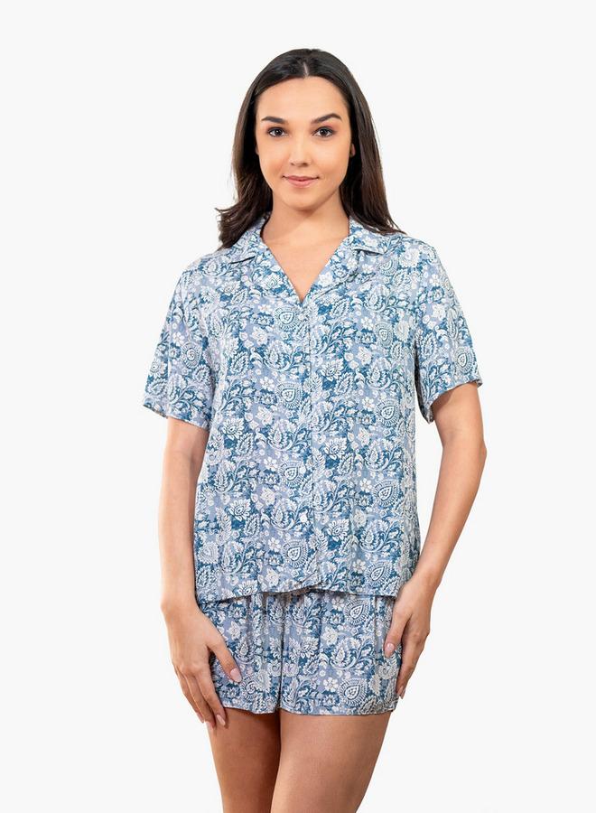 Aadaraya Paisley Print Shirt and Shorts Set - Image 1