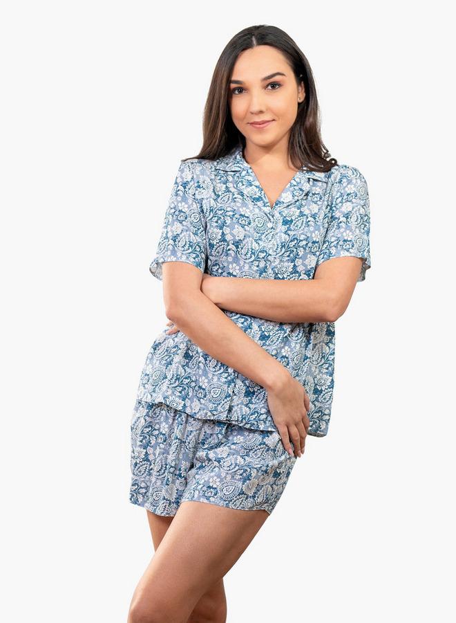 Aadaraya Paisley Print Shirt and Shorts Set - Image 3
