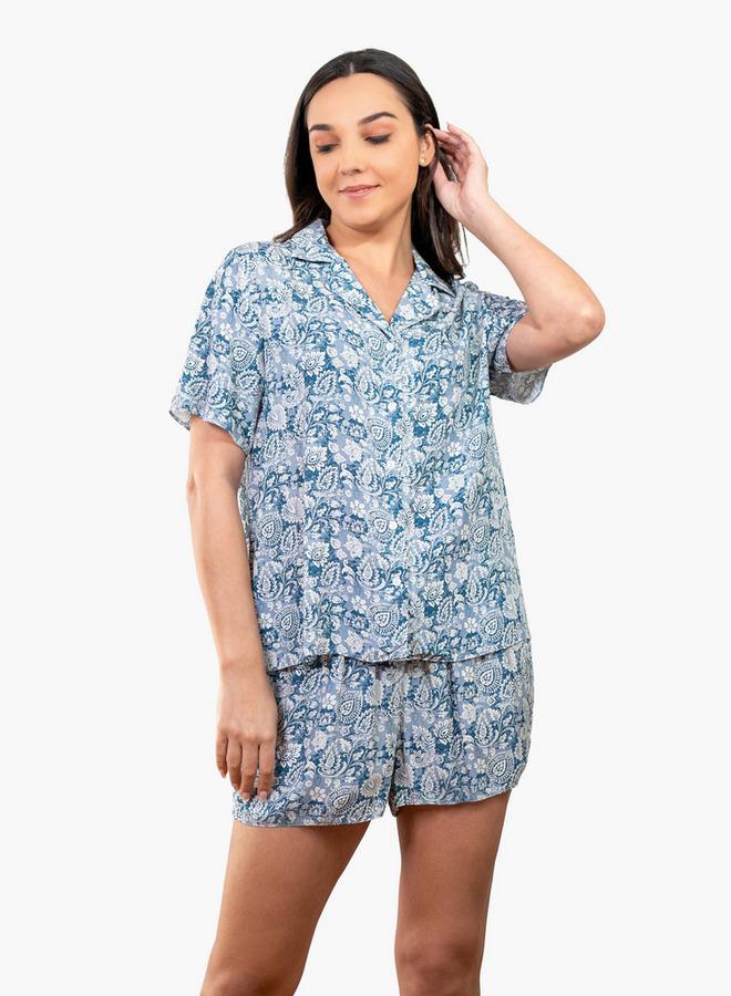 Aadaraya Paisley Print Shirt and Shorts Set - Image 2