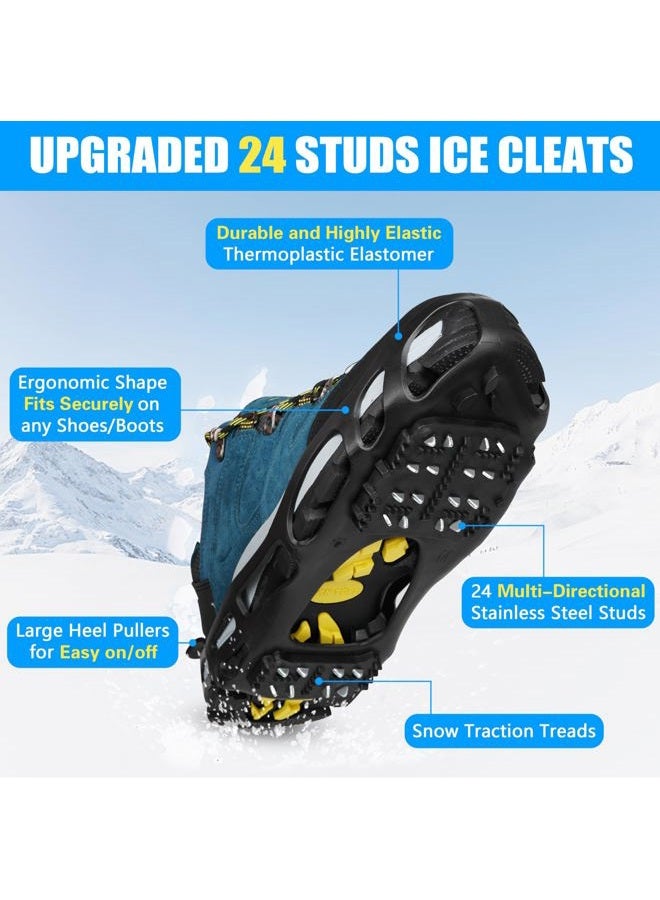 OROOTL Ice Cleats for Shoes and Boots Walk Traction Cleat Crampons for Men Women Kids Anti Slip 24 Steel Ice Snow Grippers for Walking on Snow and Ice with Adjustable Straps - Image 2