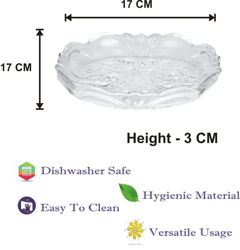 AFAST Stylish Transparent Plate for Dinner, Lunch, Snacks, Fruits Serving, 17 X 17 X 3 CM, Pack of 7 - Image 3