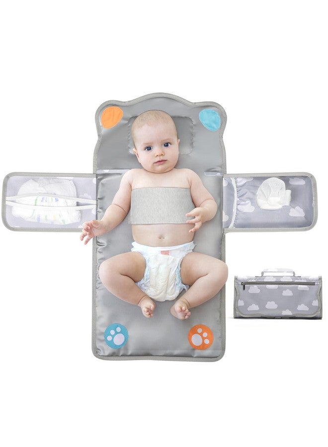 Knirose Anti Roll Diaper Changing Pad Mat with Swaddle Strap 3-in-1 Portable Waterproof Foldable Travel Station with Dual Storage Pockets, Built-in Pillow, Wipes Holder, Shower Gift for Newborns Girls, Boys - Image 1