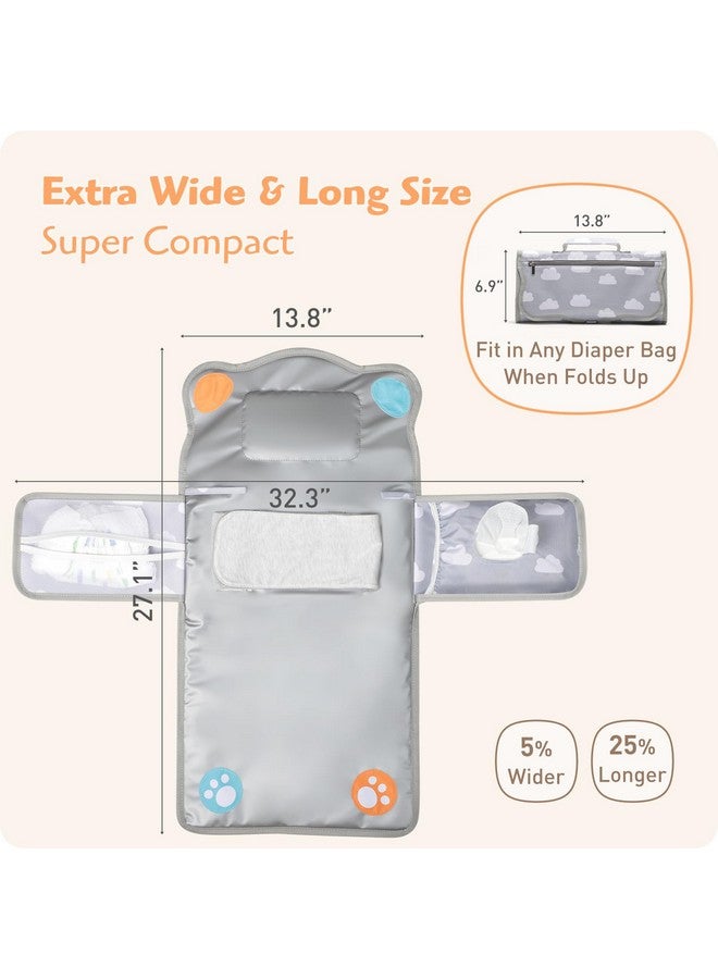 Knirose Anti Roll Diaper Changing Pad Mat with Swaddle Strap 3-in-1 Portable Waterproof Foldable Travel Station with Dual Storage Pockets, Built-in Pillow, Wipes Holder, Shower Gift for Newborns Girls, Boys - Image 3