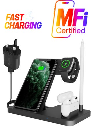 4 in 1 Wireless Charging Station with Adapter for AirPods/Apple Watch Series/Apple Pencil/Apple iPhone/Samsung - pzsku/Z9604D79C0DB185A956D2Z/45/_/1738233553/633145fd-fb7d-457d-80e2-bd8c48abe10f