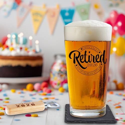 SIPBYSOP Retirement Gifts for Men 2026 Retirement Beer Glass with Stone Coasters Bottle Opener Funny Beer Glass Unique Gift For Dad Grandpa Friends Family - Image 3