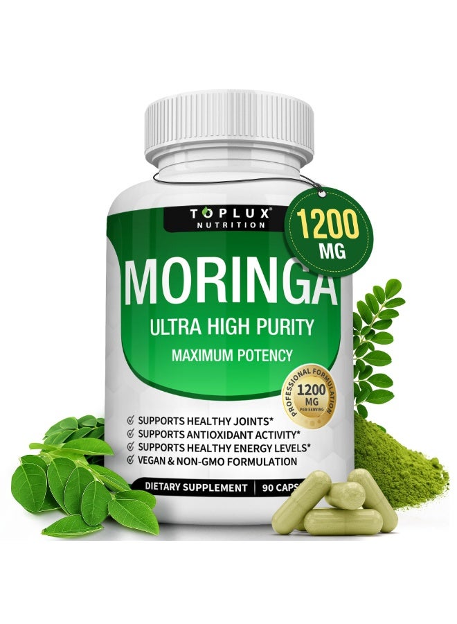 توب لوكس كبسولات المورينجا من توبلكس – 1200 ملغ – أوراق مورينجا طبيعية نقية – غنية بمضادات الأكسدة لدعم المناعة والطاقة الطبيعية وصحة البشرة – نباتية وخالية من المعدلة وراثيًا – 90 كبسولة - Image 1
