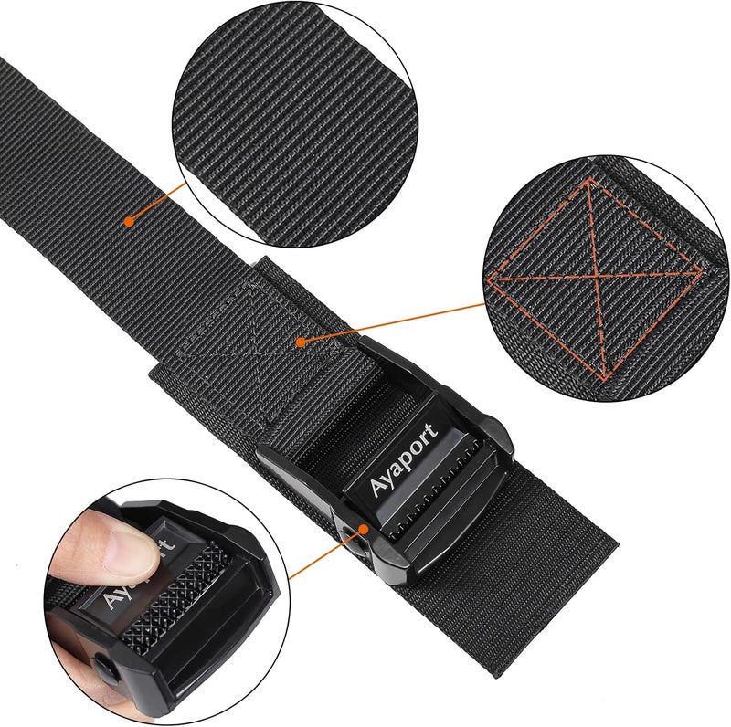 Ayaport Lashing Straps with Buckles Adjustable Cam Buckle Tie Down Cinch Strap for Packing Black 4 Pack - Image 2