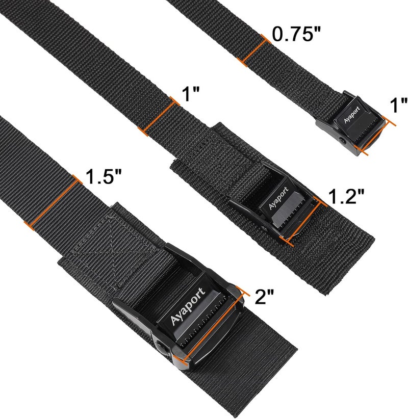 Ayaport Lashing Straps with Buckles Adjustable Cam Buckle Tie Down Cinch Strap for Packing Black 4 Pack - Image 5