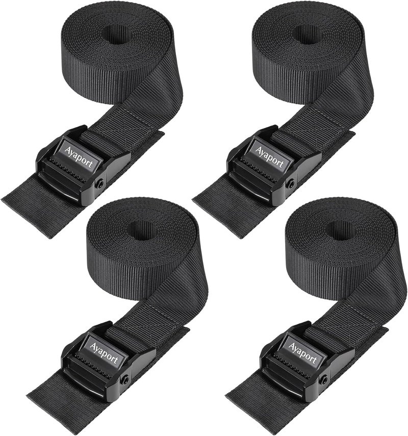 Ayaport Lashing Straps with Buckles Adjustable Cam Buckle Tie Down Cinch Strap for Packing Black 4 Pack - Image 1