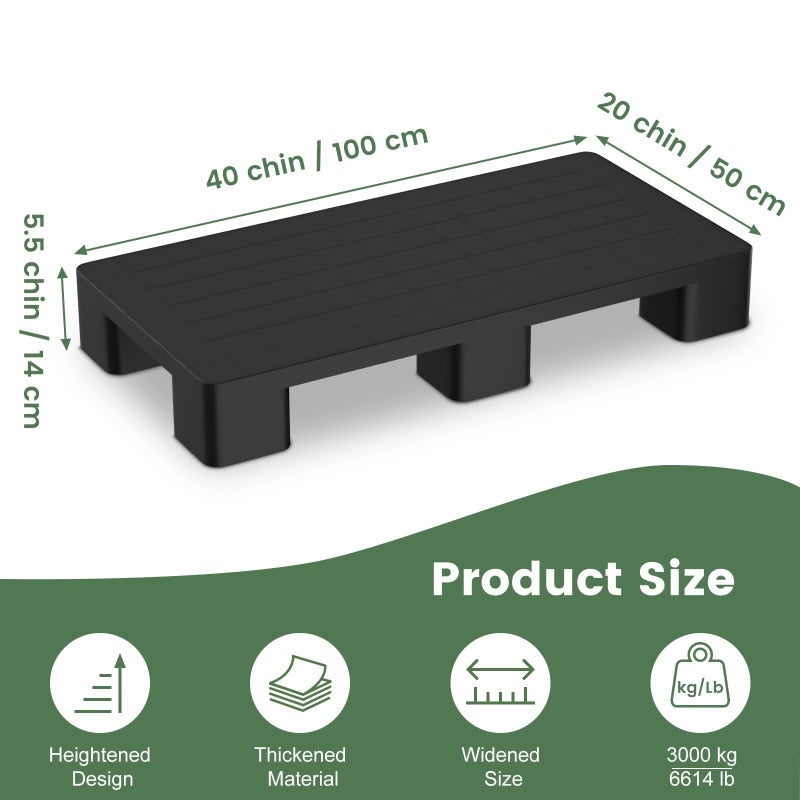 VigiFront Plastic Pallets, Plastic Pallets for Basement Storage, HDPE Lightweight Waterproof Pallet, Easy to Stack, for Indoor and Outdoor, Supermarkets and Warehouse (40'' L X 20'' W X 5.5'' H) - Image 2