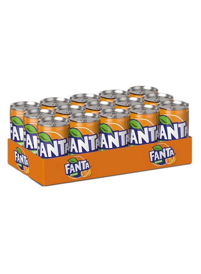 Fanta Orange Carbonated Soft Drink Can, 150ml Pack of 15