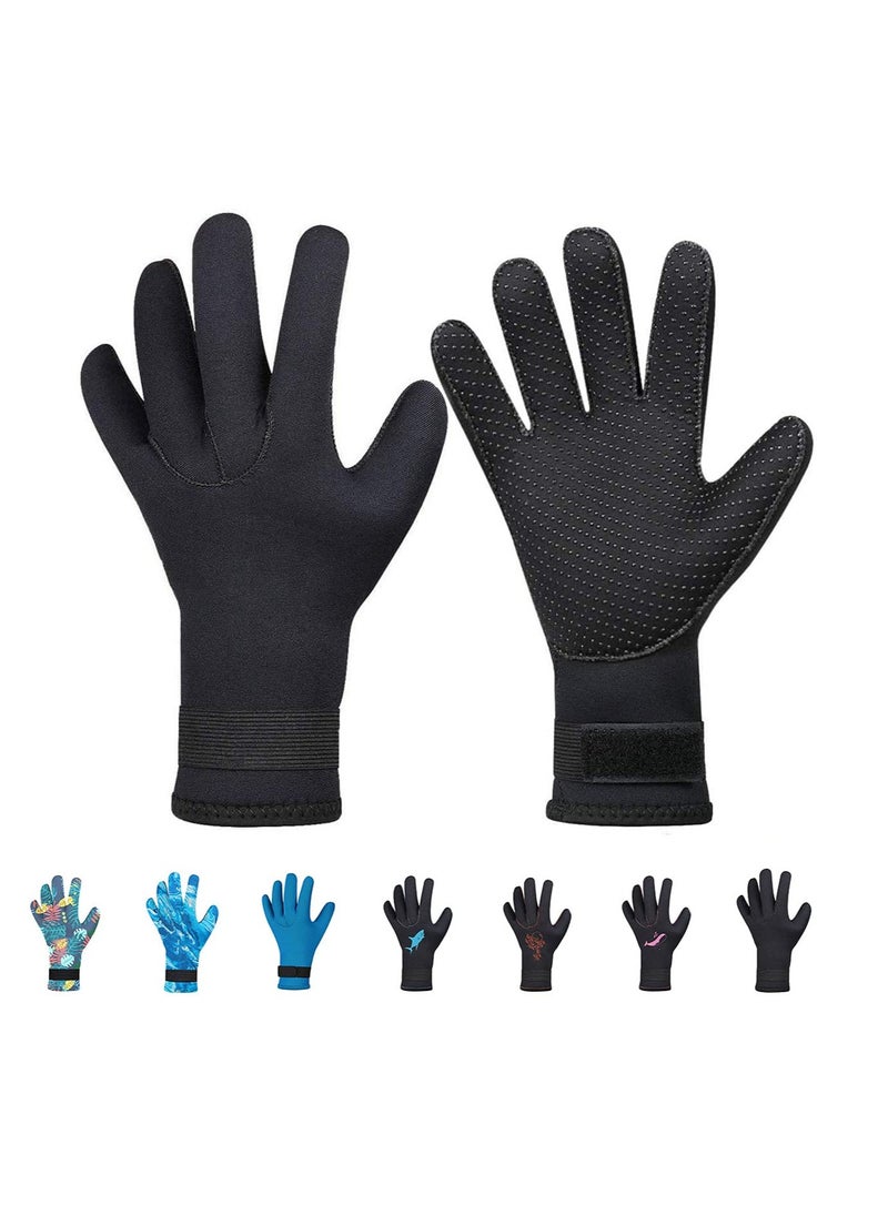 SYOSI Diving Gloves, 5Mm Neoprene Gloves, Waterproof Warm Diving Gloves With Adjustable Velcro, Anti-Slip Water Gloves For Women Men For Diving, Surfing, Kayaking, Snorkeling, Sailing (Black, Xl)  - Image 1
