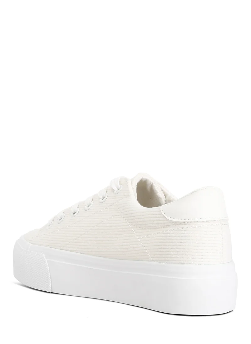 London Rag White Flatform Canvas Sneakers