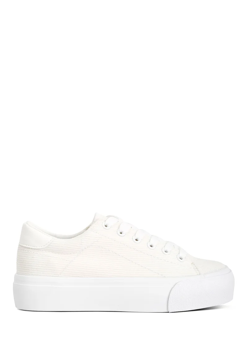 London Rag White Flatform Canvas Sneakers