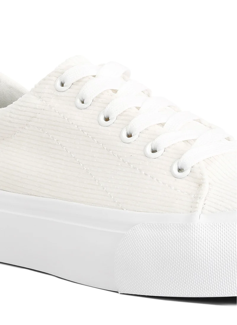 London Rag White Flatform Canvas Sneakers