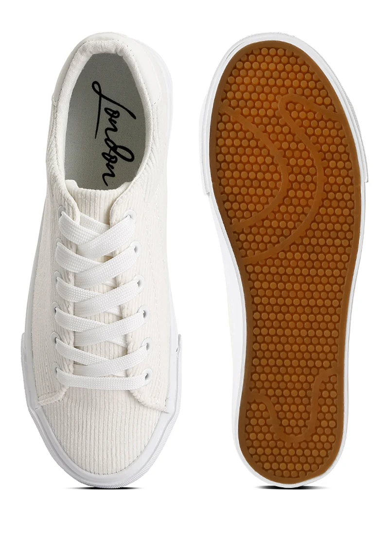 London Rag White Flatform Canvas Sneakers