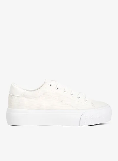 London Rag White Flatform Canvas Sneakers