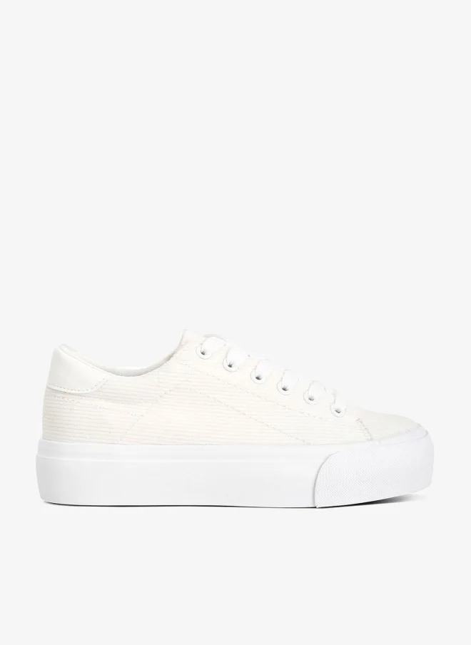 London Rag White Flatform Canvas Sneakers