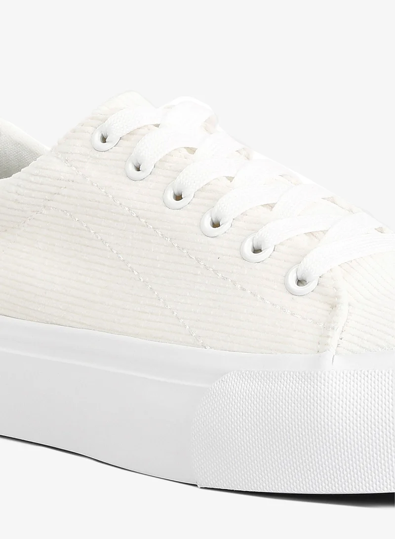 London Rag white White Flatform Canvas Sneakers for Women | Best Price UAE