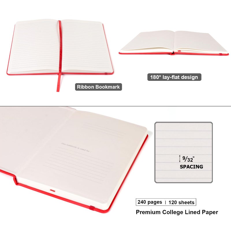 Comix 8 Pack Lined Journal Notebooks for Work, 240 Pages, 5.5"x8.3", Hardcover, A5 Medium College Ruled, Journaling Notebooks for Notes-taking, Fits for Office School Home - Image 4