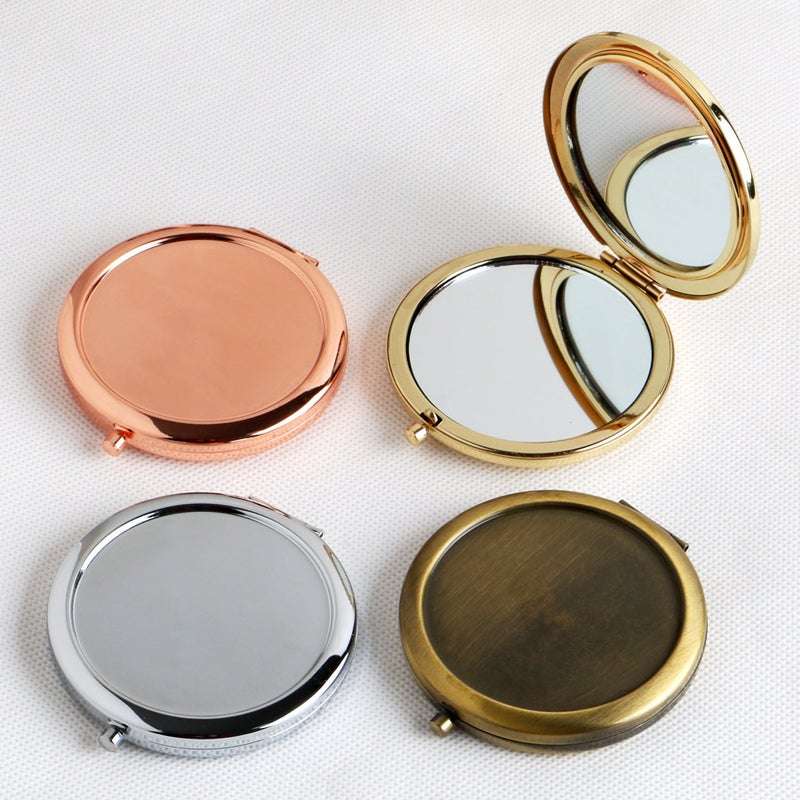 Concave Mirror Base Diy Metal Double-Sided Small Mirror Portable Folding Makeup High-Definition Handheld Makeup Mirror - Image 3