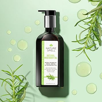 Nature Spell زيت إكليل الجبل من ناتشر سبيل للشعر مع موزع زيت سهل الاستخدام 150 مل يعالج الشعر الجاف والتالف يستهدف نمو الشعر مصنوع في المملكة المتحدة - Image 2