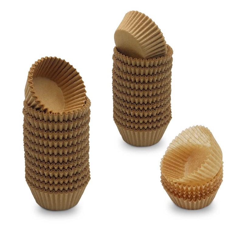 Mombake Unbleached Mini Cupcake Liners Natural Greaseproof Paper Muffin Baking Cups 500Count