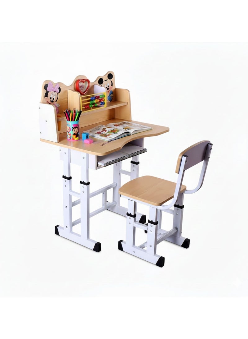 إيه جي دي مكتب تعليمي للأطفال، من طاولة وكرسي، مزود بساعة وعداد خشبي - Image 1