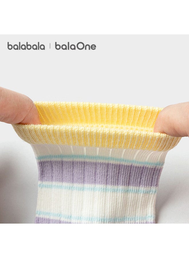 Balabala Kids Socks New Spring Autumn Boys Girls Cotton Student Elastic Mid-calf Socks 4-pack