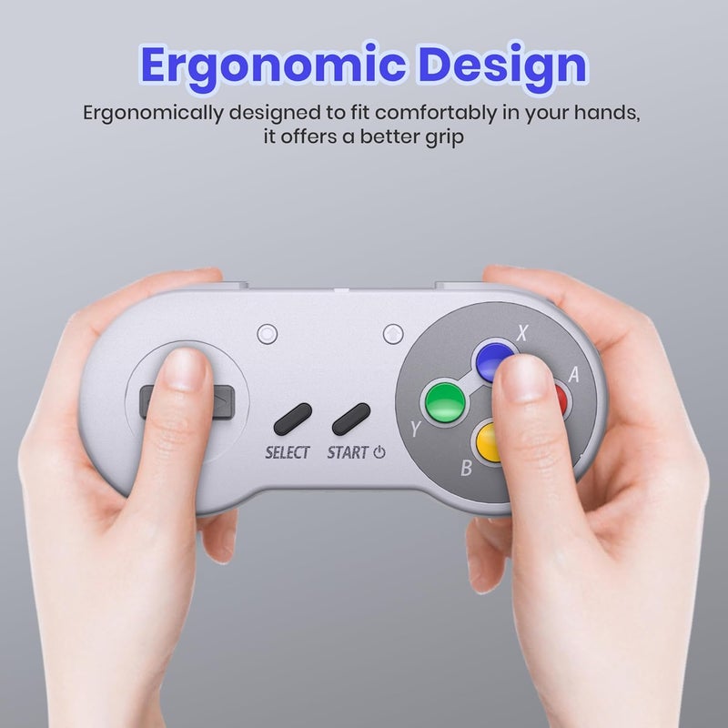 SAFFUN 2.4 GHz Wireless SNES Switch Online Controller, USB Receiver, Compatible with Switch/Switch OLED, PC, Mac OS, Android, Steam Deck, Raspberry Pi (Rechargeable) (Plug and Play) (2 Pack) Multicolor - Image 3