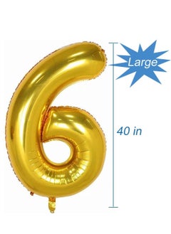Brain Giggles Brain Giggles 40 Inch Number 6 Foil Party Balloon - Gold  - Image 3