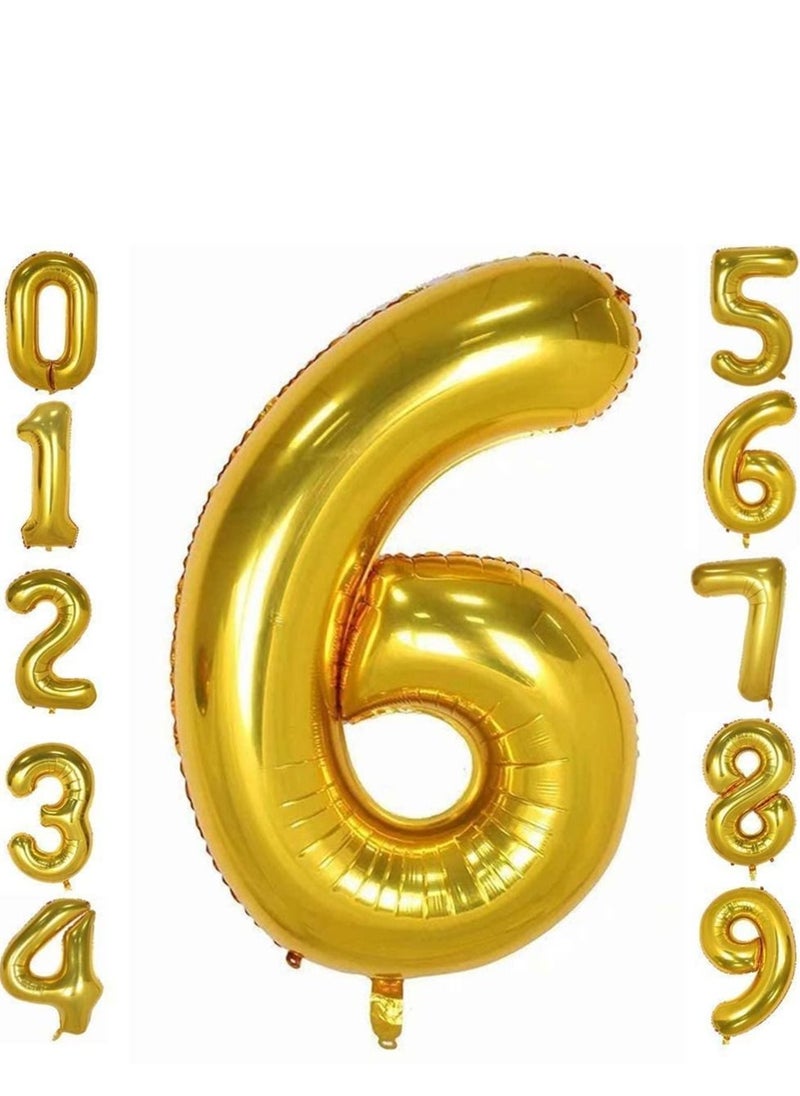 Brain Giggles Brain Giggles 40 Inch Number 6 Foil Party Balloon - Gold  - Image 2