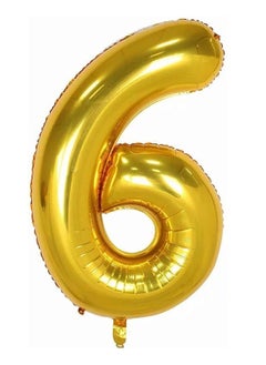 Brain Giggles Brain Giggles 40 Inch Number 6 Foil Party Balloon - Gold  - Image 1