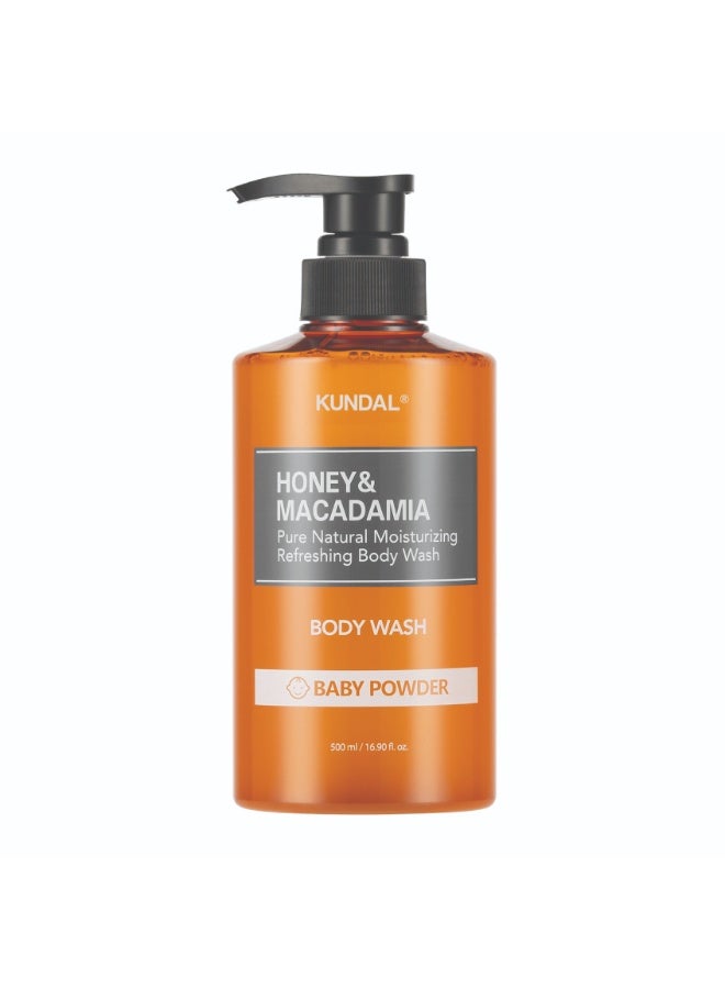 KUNDAL Honey & Macadamia Body Wash - Baby Powder 500ml - Image 1