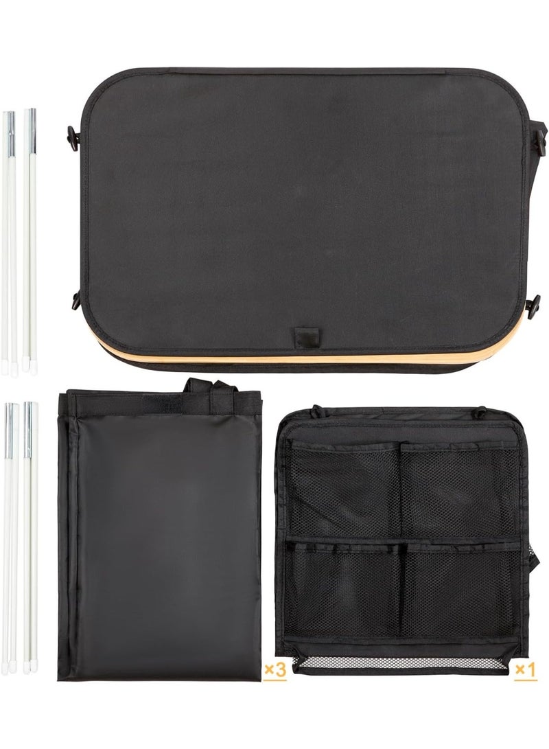 XiuWoo Laundry Hamper 3 Section With Side Pocket, Dirty Clothes Hamper with Lid, Large Laundry Basket with Bag, Laundry Basket Organizer for Bedroom, Laundry Room, Hamper 3 Compartment - Image 3