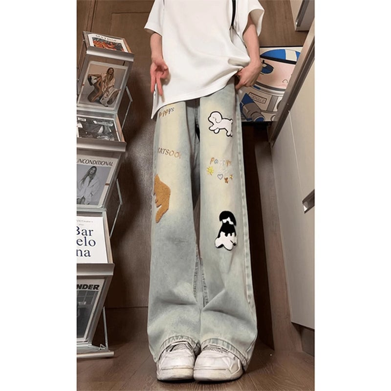 Unisex Classic Denim Jeans Loose Fit Daily Outdoor Wear - Image 3