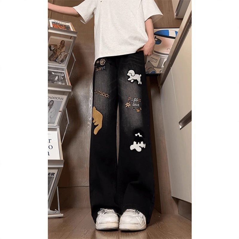 Unisex Classic Denim Jeans Loose Fit Daily Outdoor Wear - Image 1